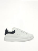 Larry Oversized Sneaker in White/Blue Grey Side View | ALEXANDER MCQUEEN