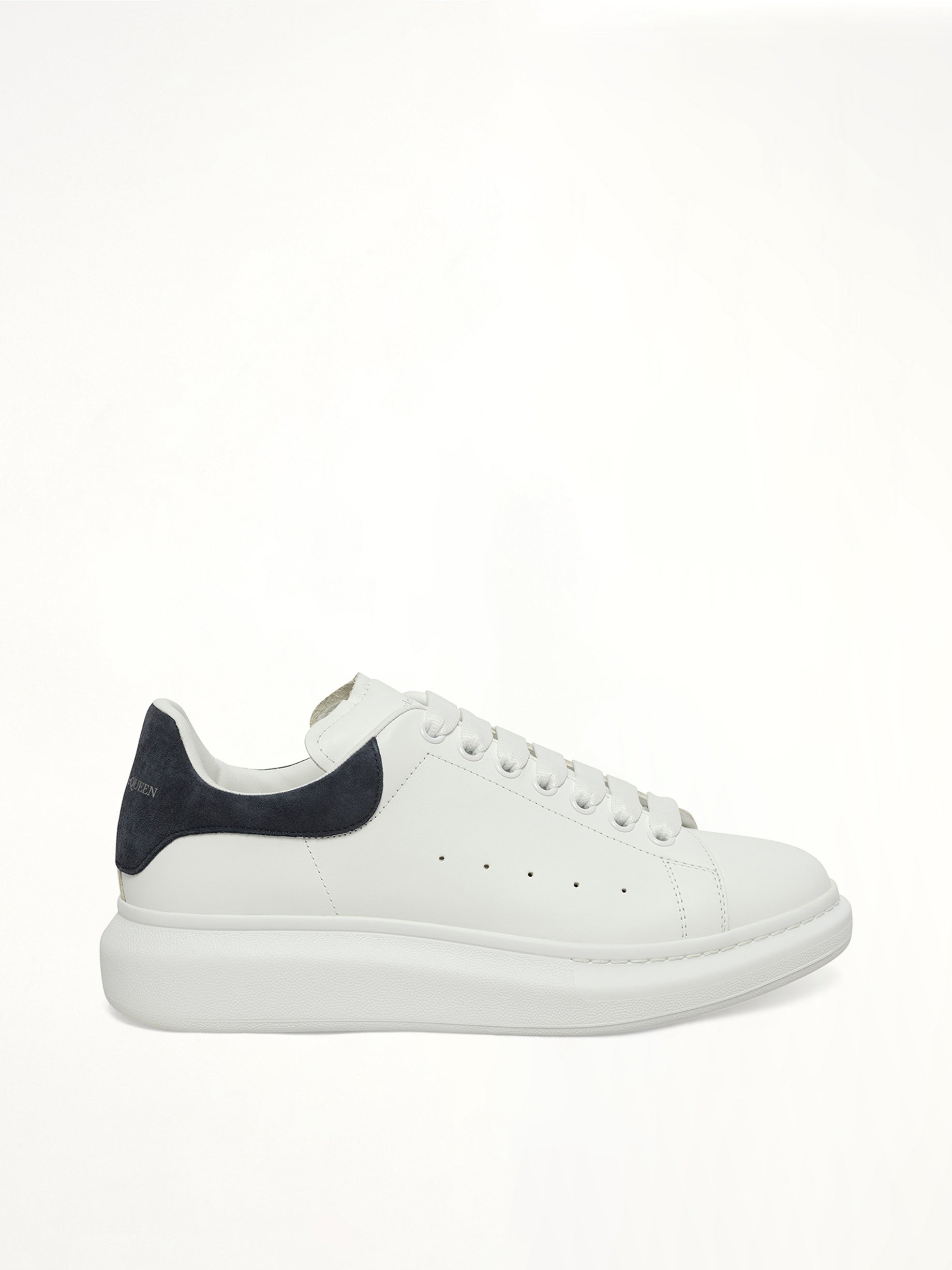 Larry Oversized Sneaker in White/Blue Grey Side View | ALEXANDER MCQUEEN