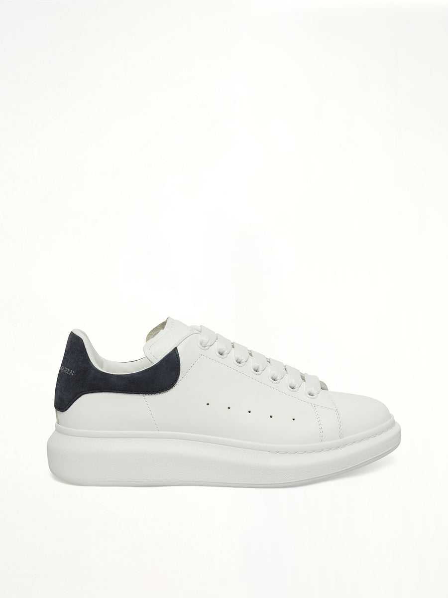 Larry Oversized Sneaker in White/Blue Grey Side View | ALEXANDER MCQUEEN