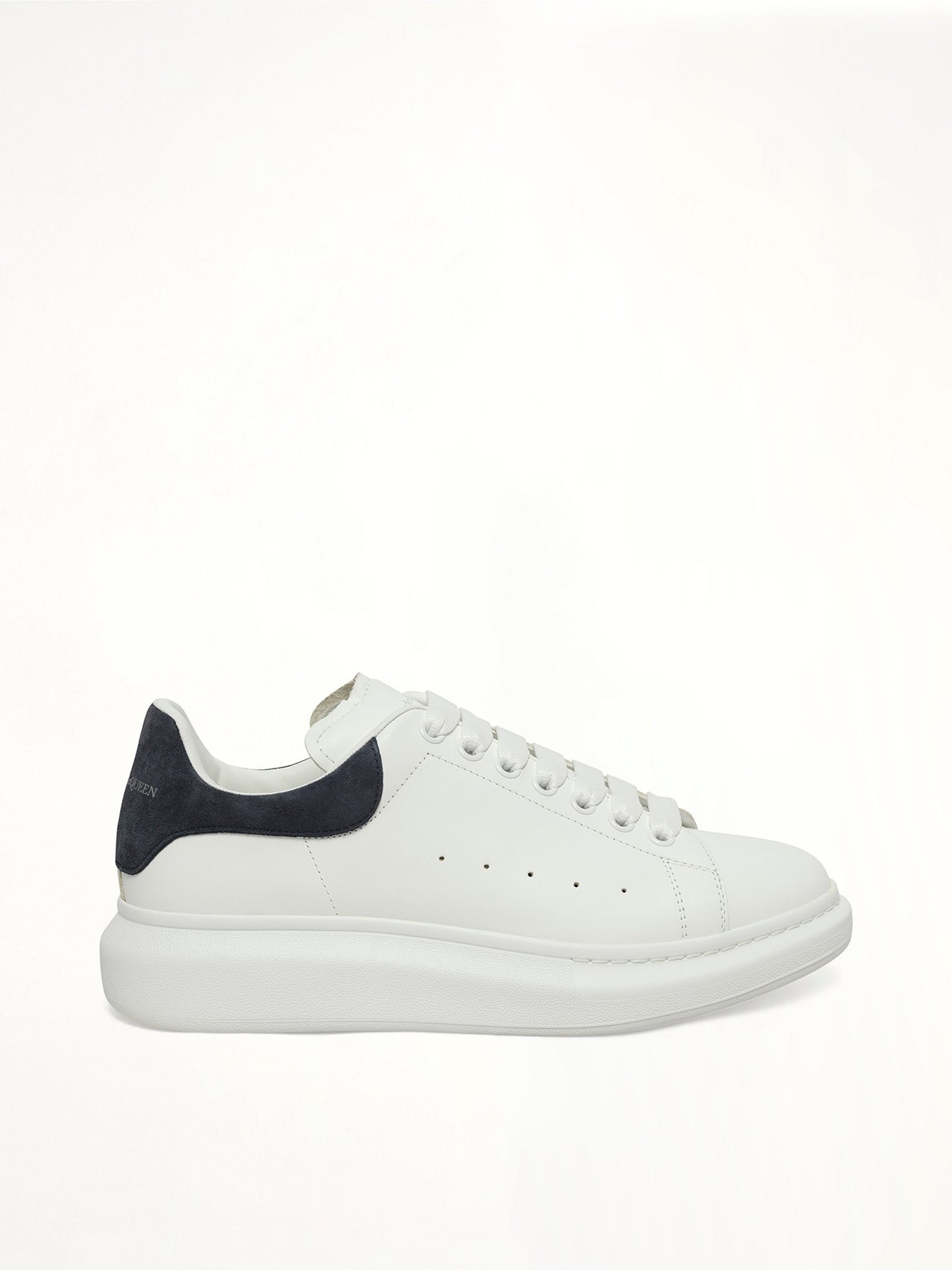 Larry Oversized Sneaker in White/Blue Grey Side View | ALEXANDER MCQUEEN