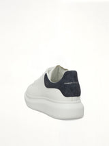 Larry Oversized Sneaker in White/Blue Grey Back View | ALEXANDER MCQUEEN