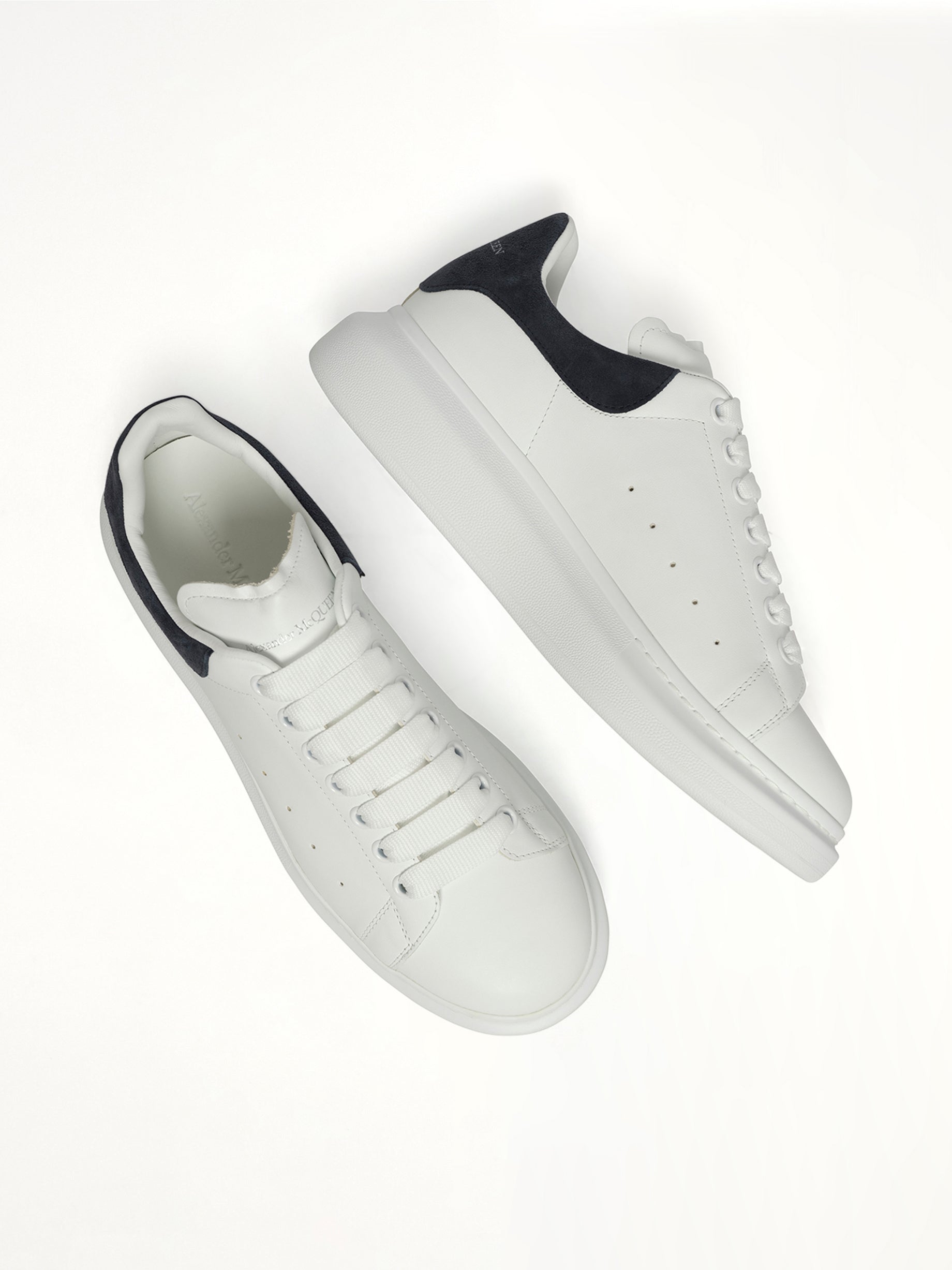 ALEXANDER MCQUEEN Larry Oversized Sneaker in White/Blue Grey Top View from MARAIS