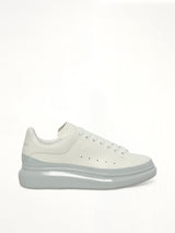 Larry Oversized Sneaker in White/Ice Blue Side View | ALEXANDER MCQUEEN