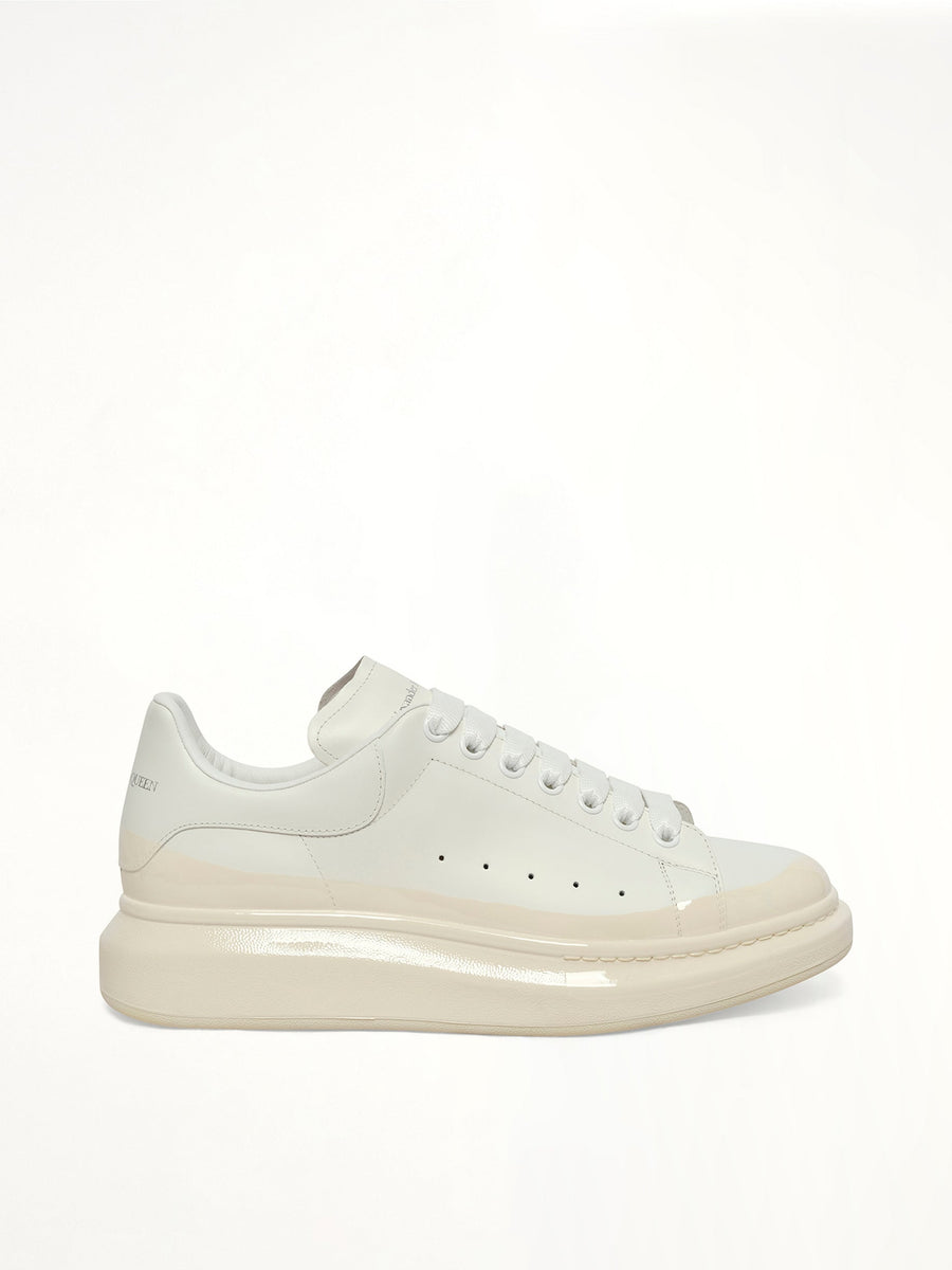 Larry Oversized Sneaker in White/Latte Side View | ALEXANDER MCQUEEN