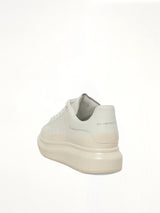Larry Oversized Sneaker in White/Latte Back View | ALEXANDER MCQUEEN