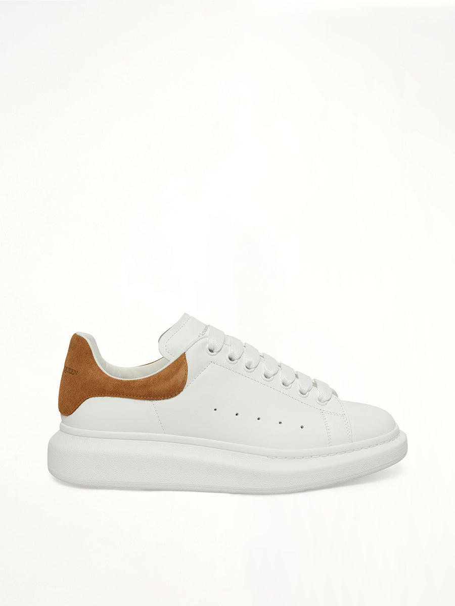Larry Oversized Sneaker in White/Tan Side View | ALEXANDER MCQUEEN