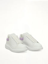 Larry Oversized Sneaker in White/Lilac Front View | ALEXANDER MCQUEEN