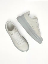 Womens Larry Oversized Sneaker in White/Ice Blue Top View | ALEXANDER MCQUEEN