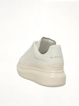 Womens Larry Oversized Sneaker in White/Tan Back View | ALEXANDER MCQUEEN