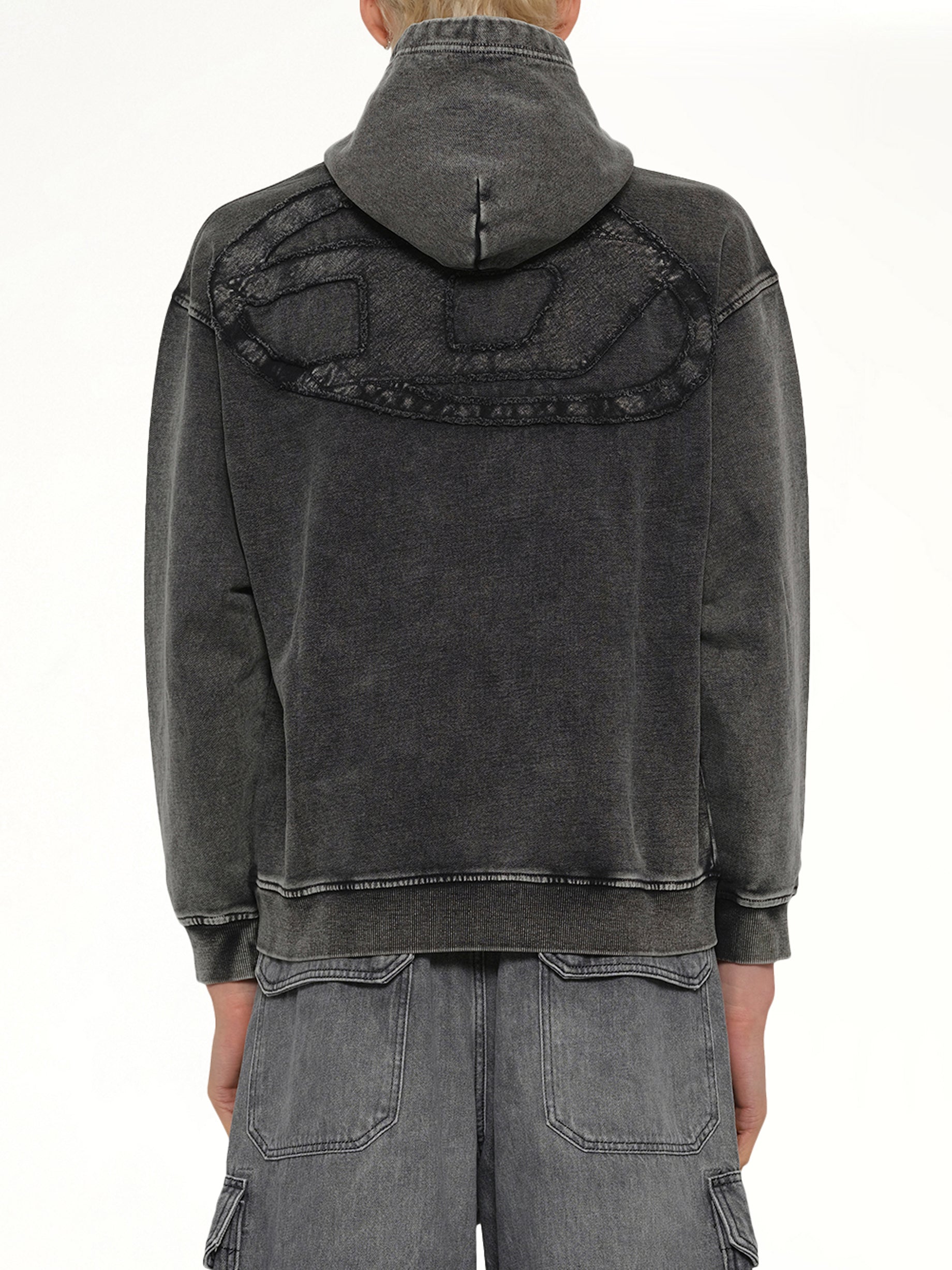 DIESEL S-BOXT-HOOD-DEN Hoodie in Grey Back View from MARAIS