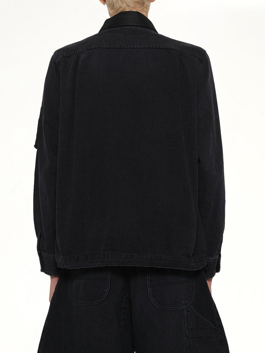 Denim x Nylon Twill Blouson in Black