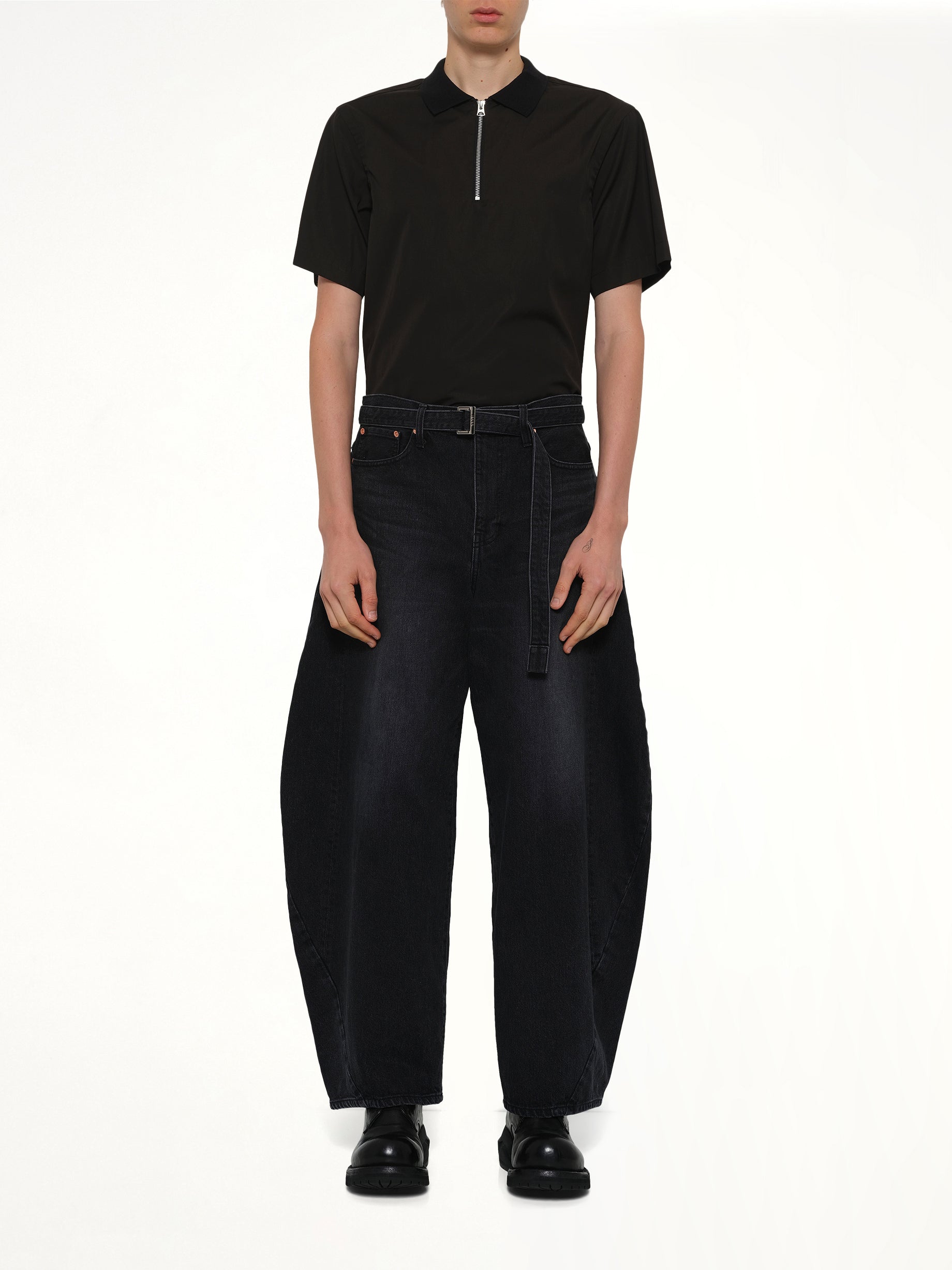 SACAI Denim Pants in Black Model View from MARAIS