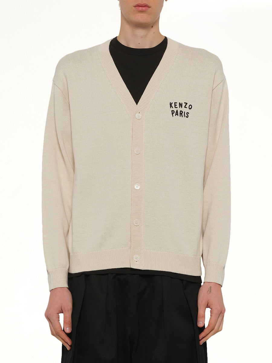 Kenzo Boke Heart Cardigan in Ecru