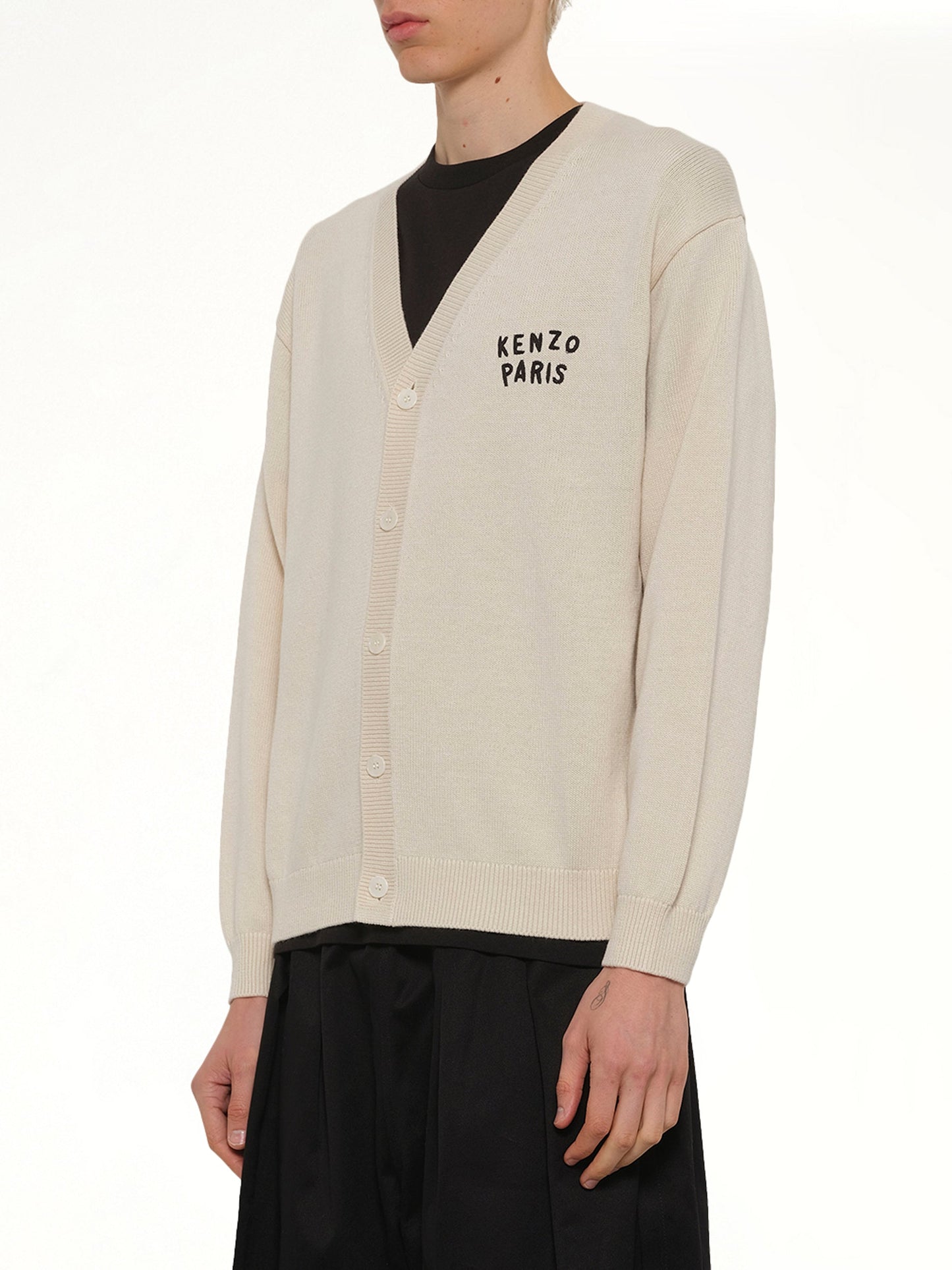 Kenzo Boke Heart Cardigan in Ecru