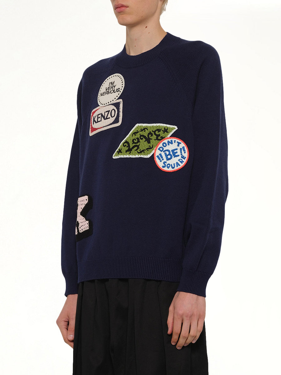 Kenzo Badges Jumper in Navy Blue