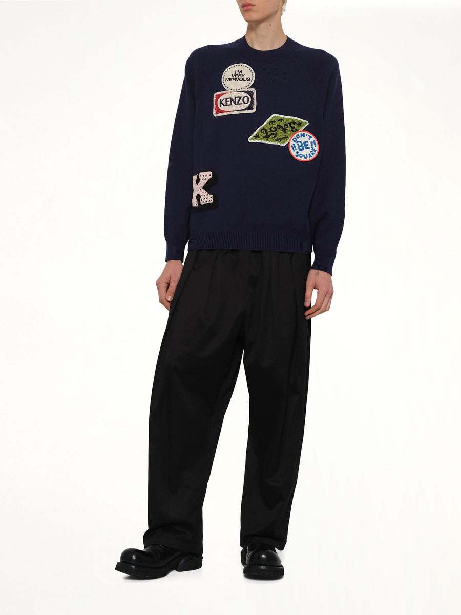Kenzo Badges Jumper in Navy Blue