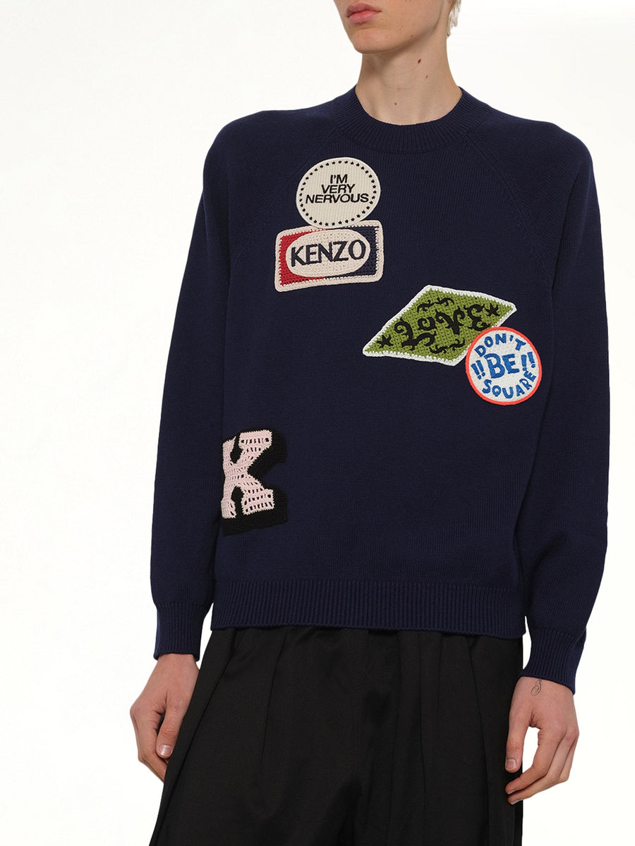 Kenzo Badges Jumper in Navy Blue
