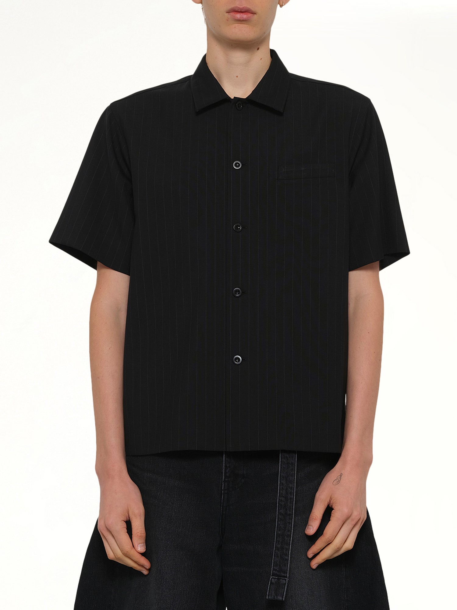 Chalk Stripe Shirt in Black BLACK / 1