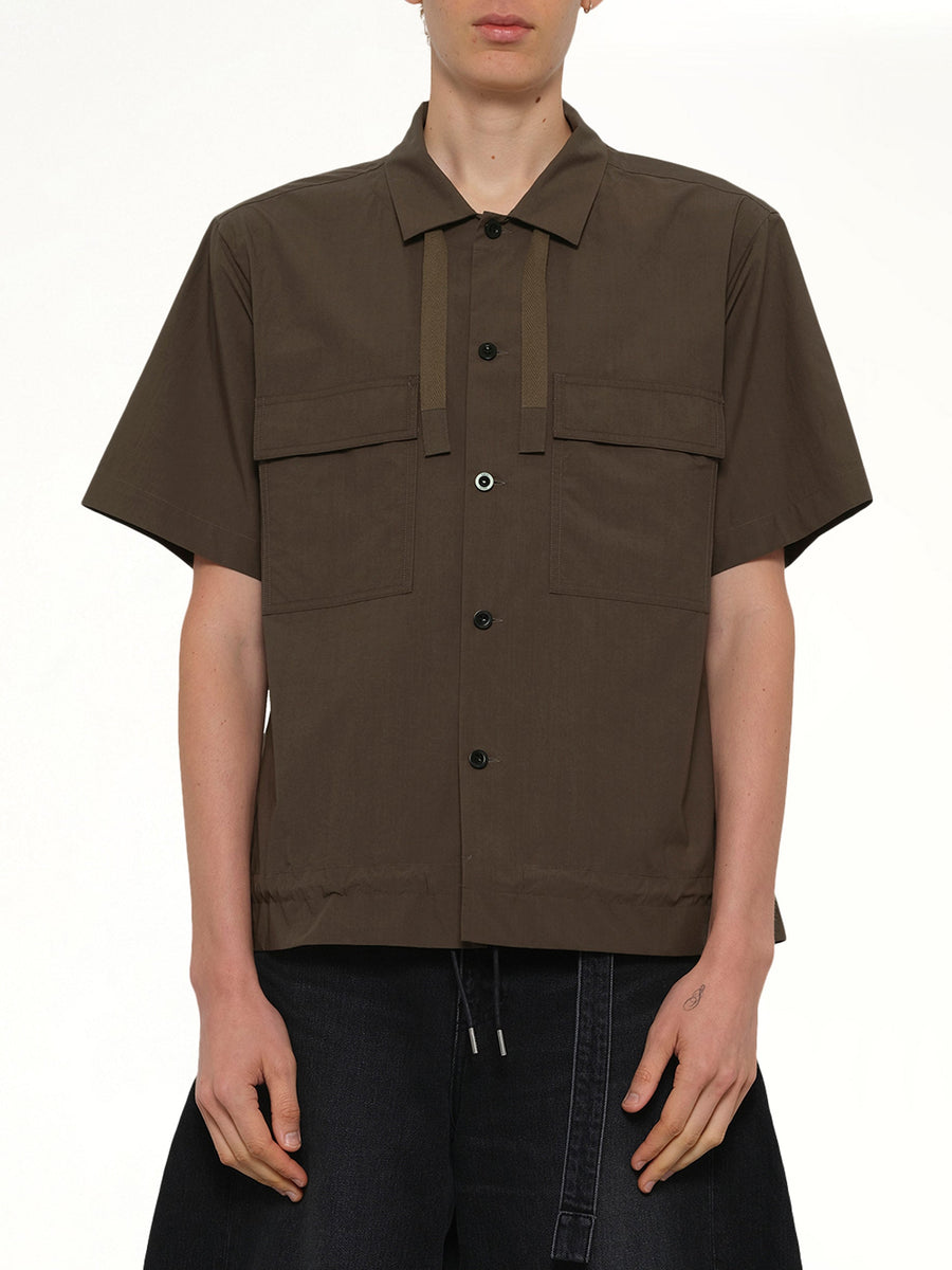 Cotton Typewriter Shirt in Taupe