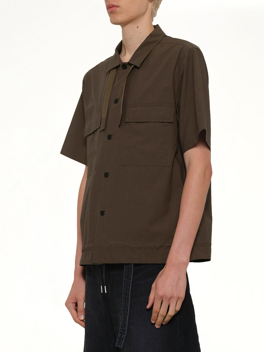 Cotton Typewriter Shirt in Taupe