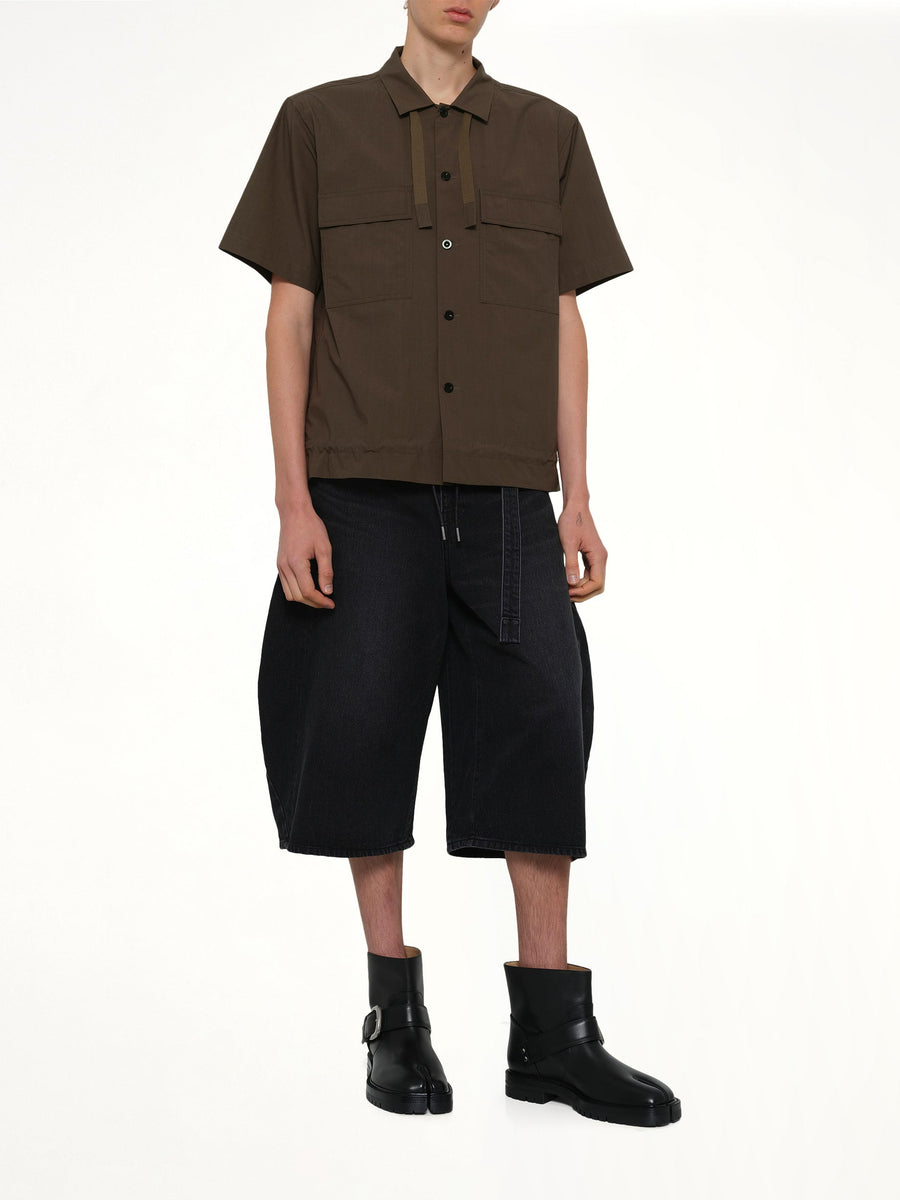 Cotton Typewriter Shirt in Taupe