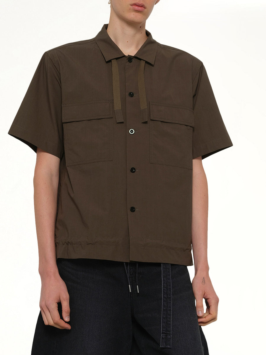 Cotton Typewriter Shirt in Taupe