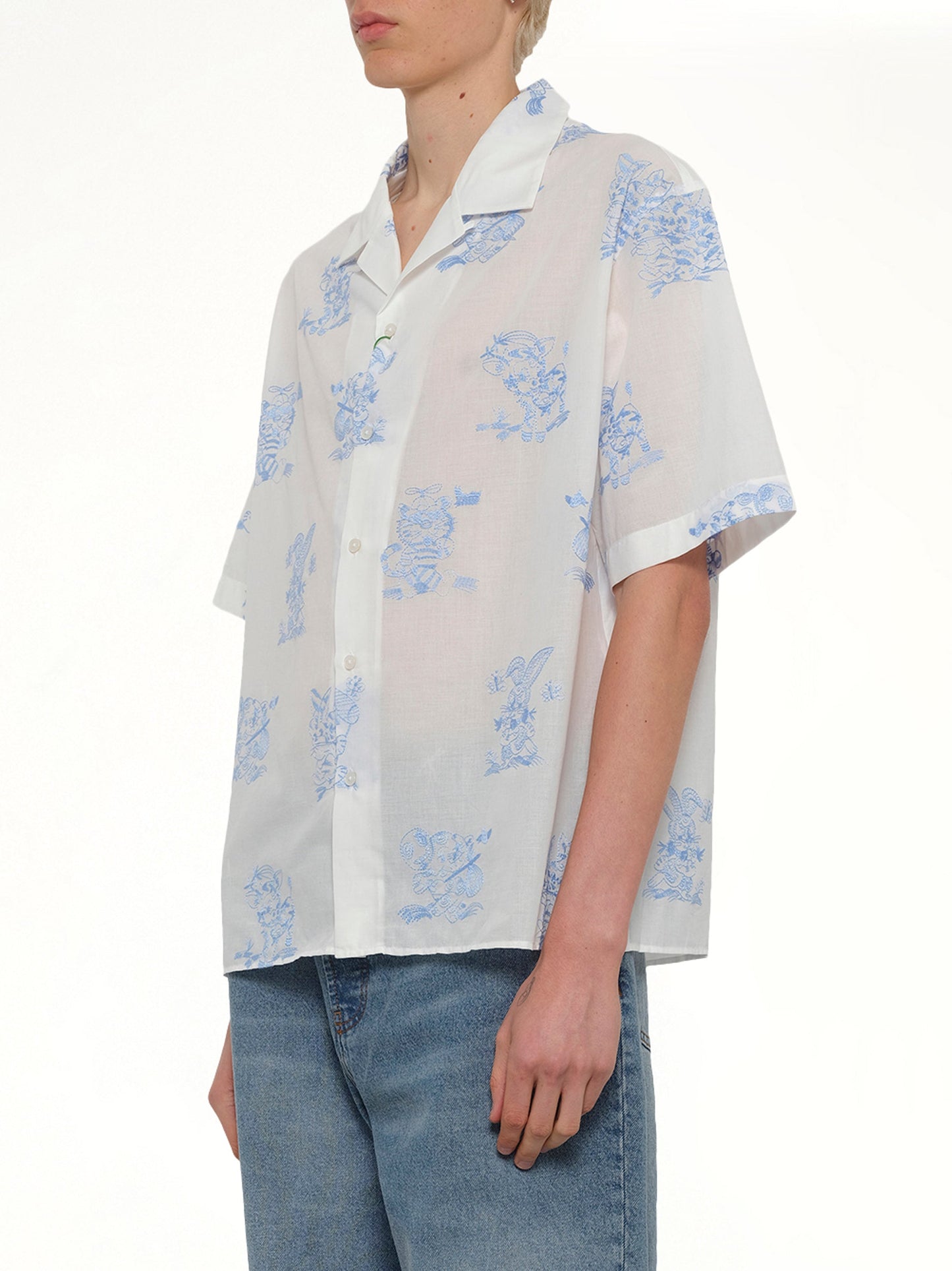 Kenzo Cartoon Hawaiian Short Sleeve Shirt in White