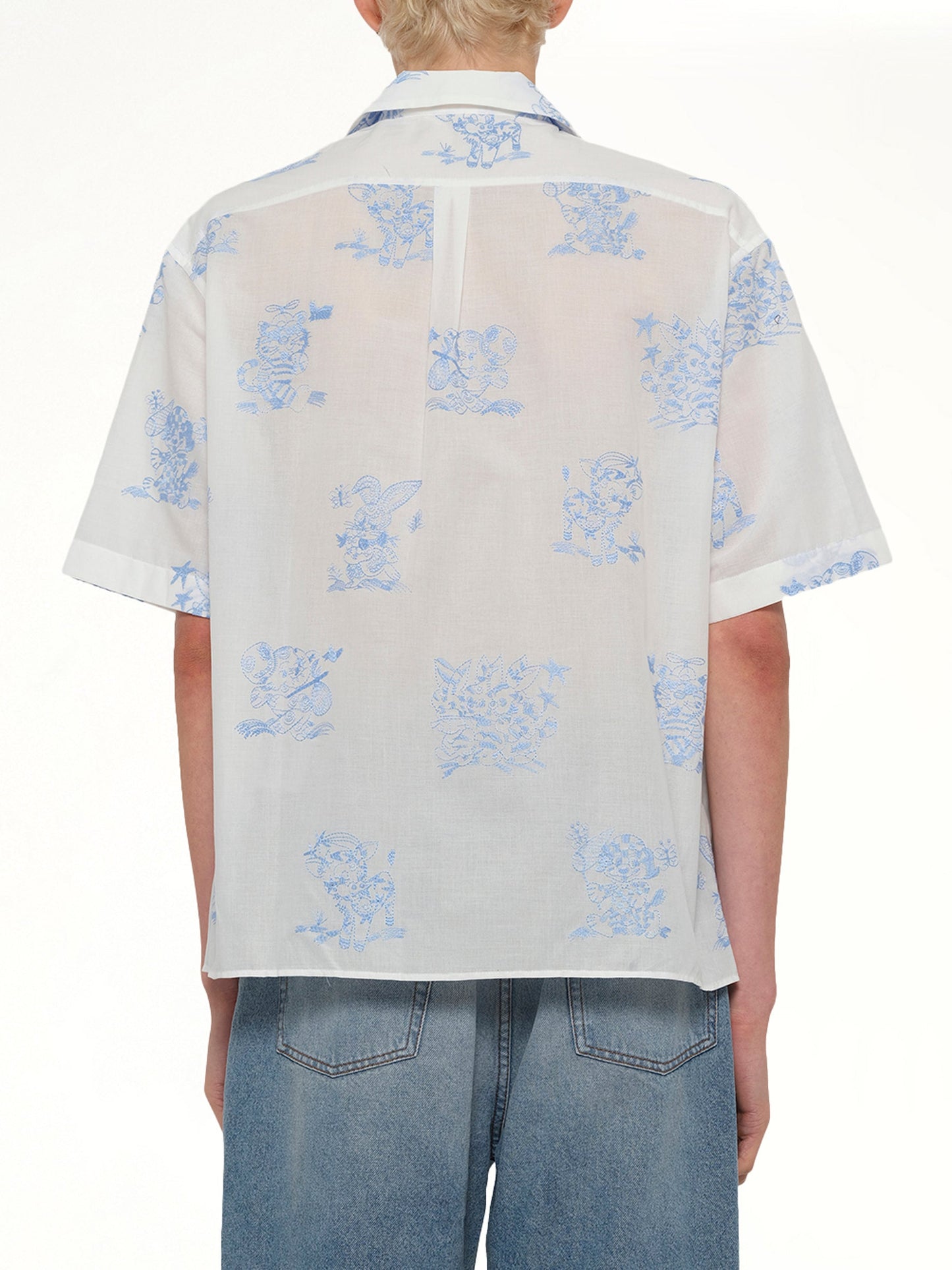 Kenzo Cartoon Hawaiian Short Sleeve Shirt in White