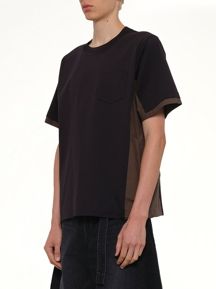Cotton Typewriter x Cotton Jersey T-Shirt in Navy/Taupe