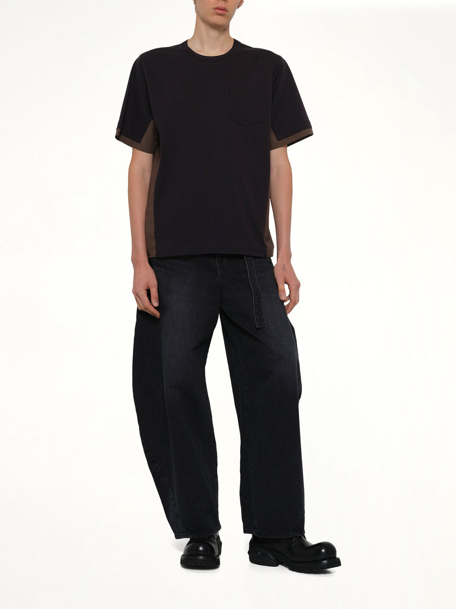 Cotton Typewriter x Cotton Jersey T-Shirt in Navy/Taupe