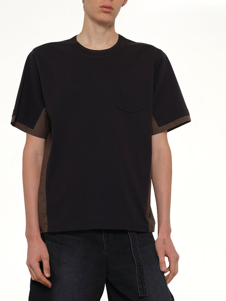 Cotton Typewriter x Cotton Jersey T-Shirt in Navy/Taupe