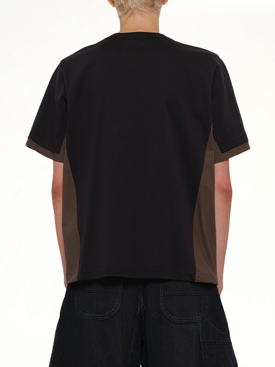 Cotton Typewriter x Cotton Jersey T-Shirt in Navy/Taupe