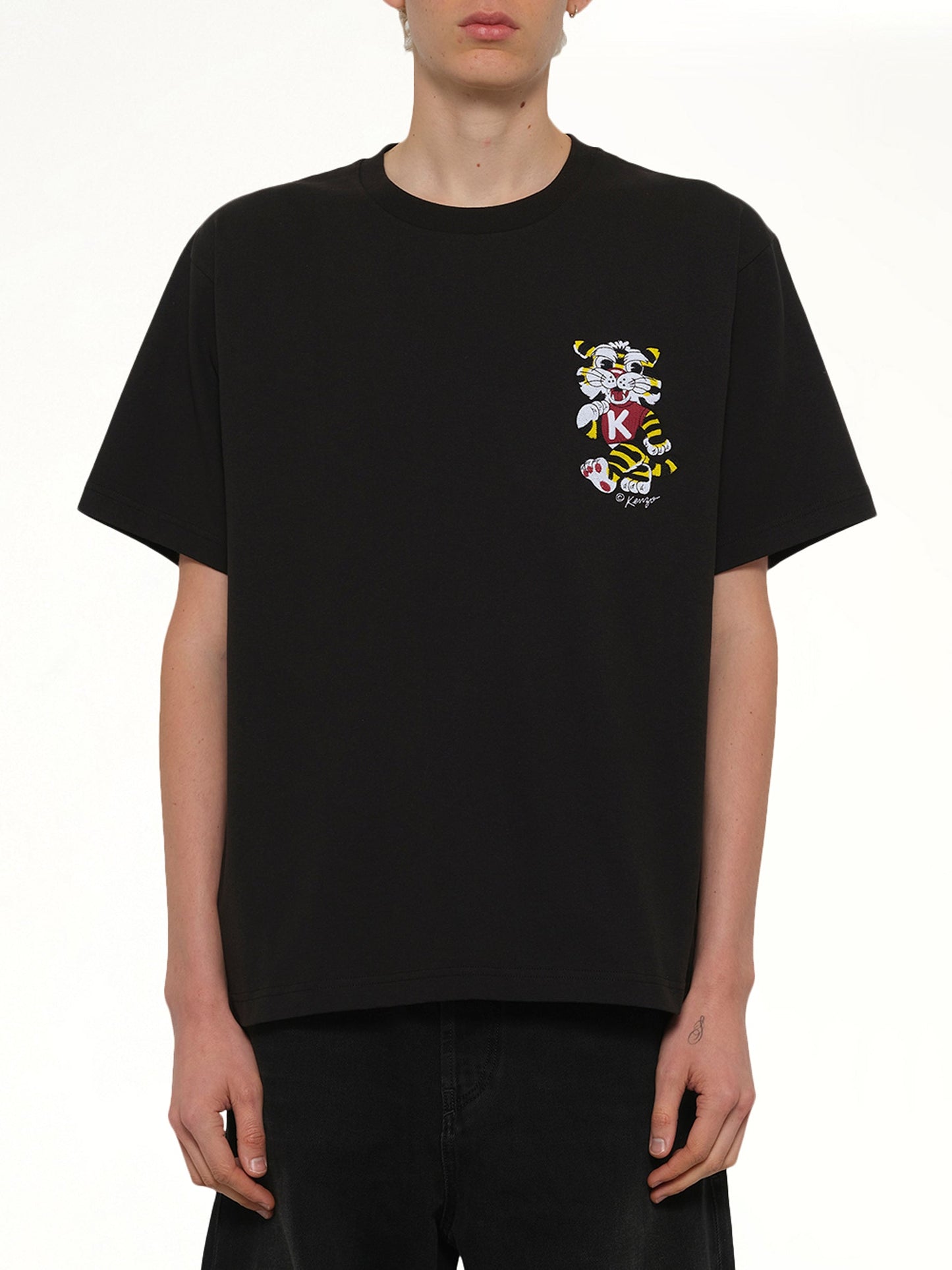 Gots Kenzo Wild Tiger Embroidered Oversize T-Shirt in Black