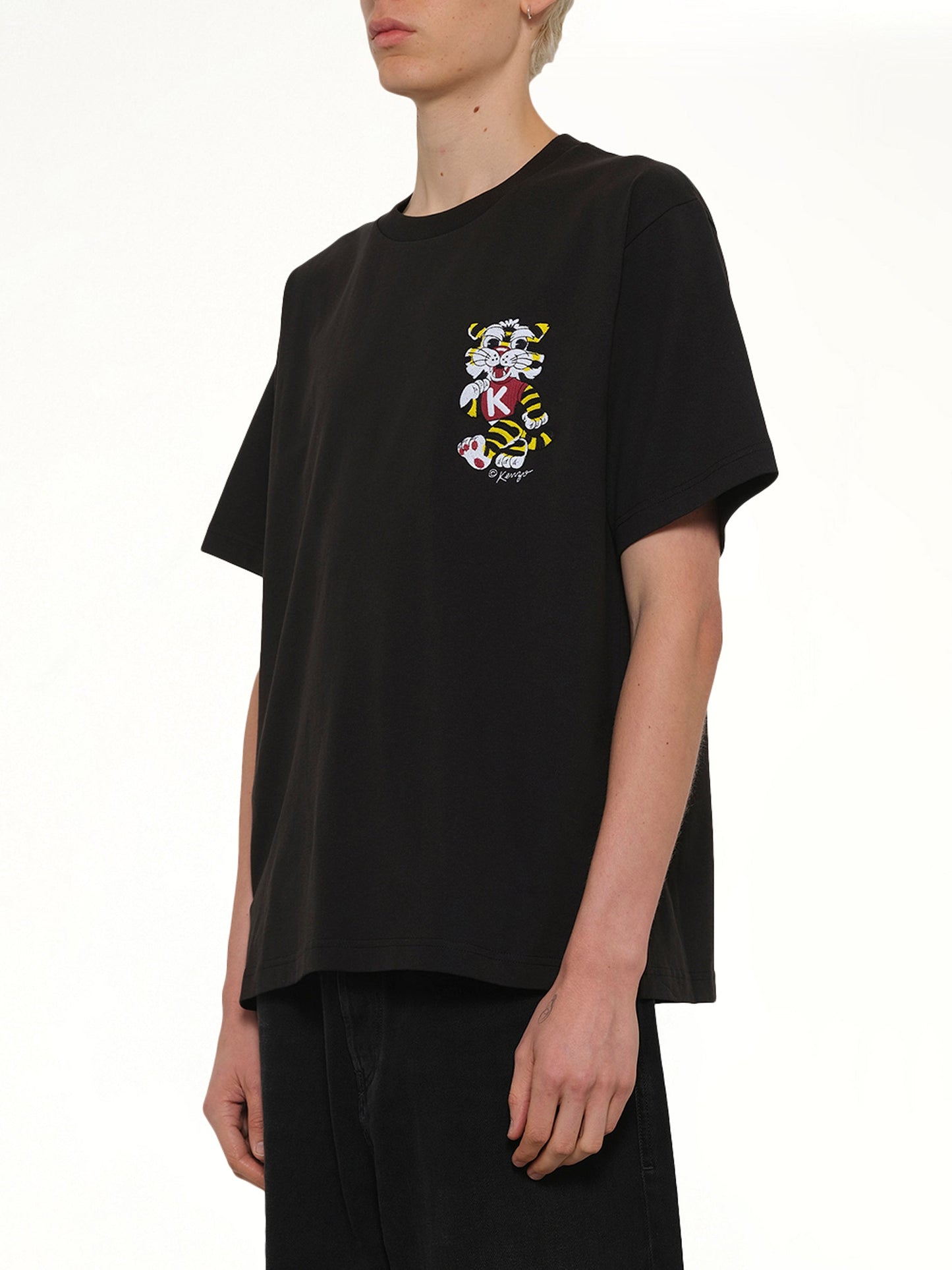 Gots Kenzo Wild Tiger Embroidered Oversize T-Shirt in Black
