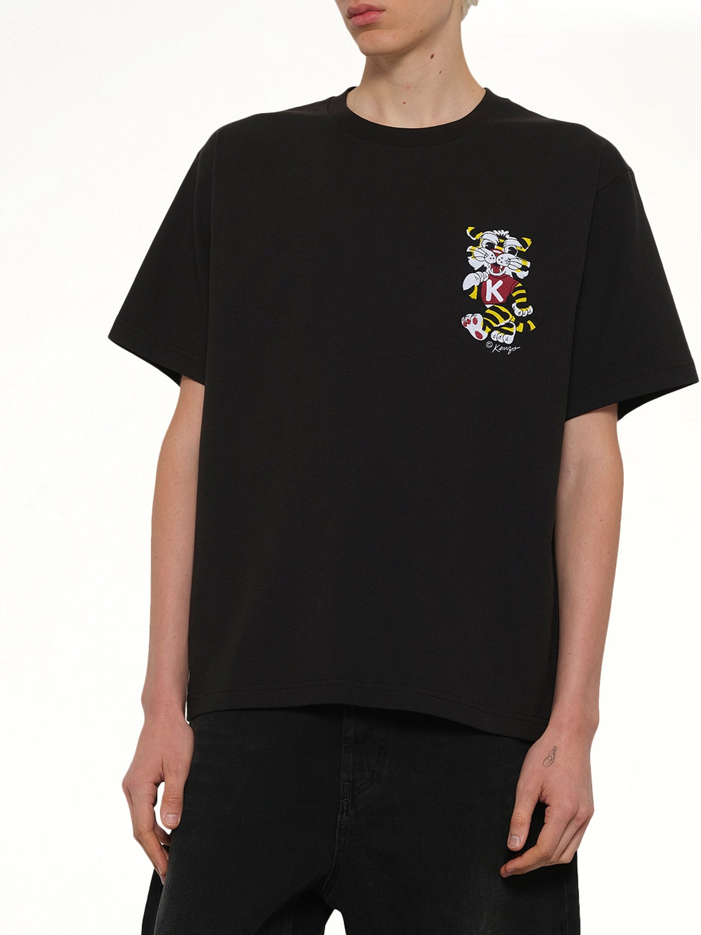 Gots Kenzo Wild Tiger Embroidered Oversize T-Shirt in Black