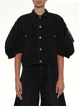 Denim x Nylon Twill Short Sleeve Jacket in Black