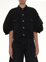 Denim x Nylon Twill Short Sleeve Jacket in Black