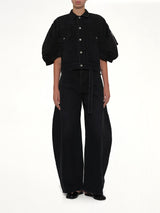 Denim x Nylon Twill Short Sleeve Jacket in Black