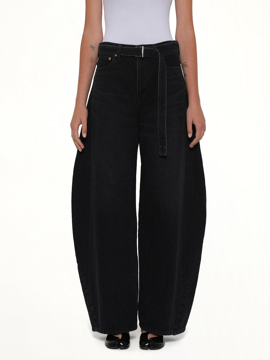 Barrel Denim Pants in Black