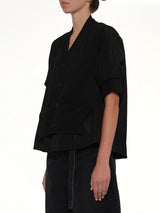 Chalk Stripe x Cotton Knit Cardigan in Black