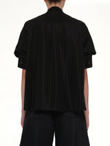 Chalk Stripe x Cotton Knit Cardigan in Black