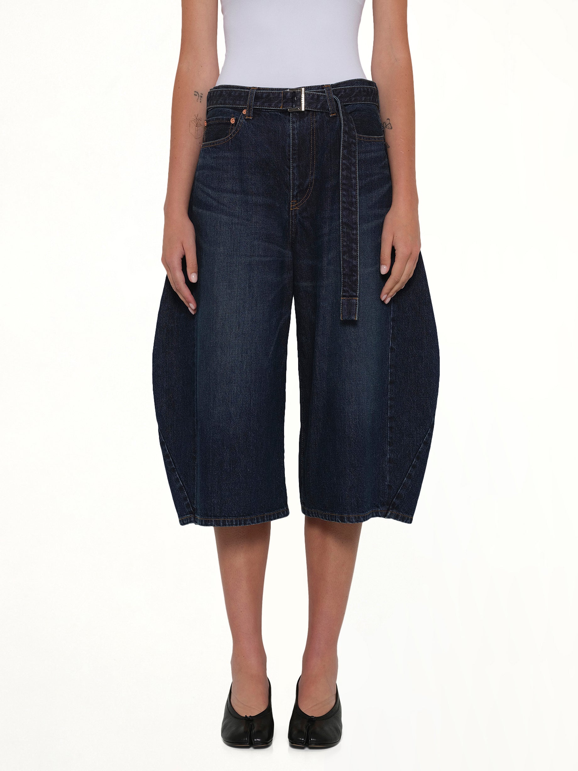 Barrel Denim Bermuda Pants in Blue