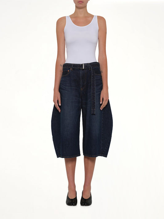 Barrel Denim Bermuda Pants in Blue