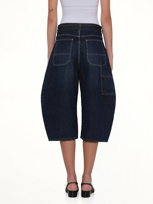 Barrel Denim Bermuda Pants in Blue