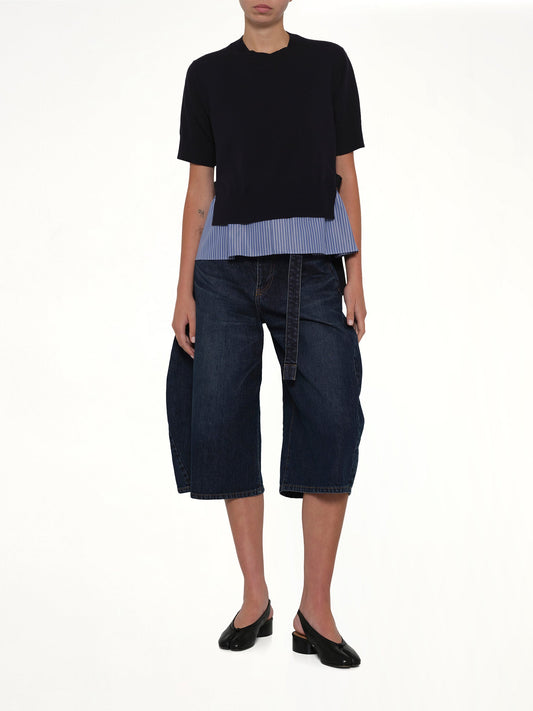 Barrel Denim Bermuda Pants in Blue