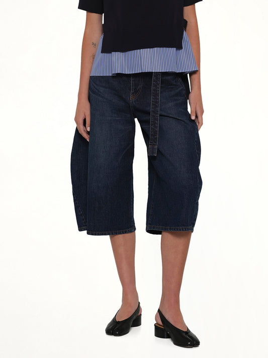 Barrel Denim Bermuda Pants in Blue