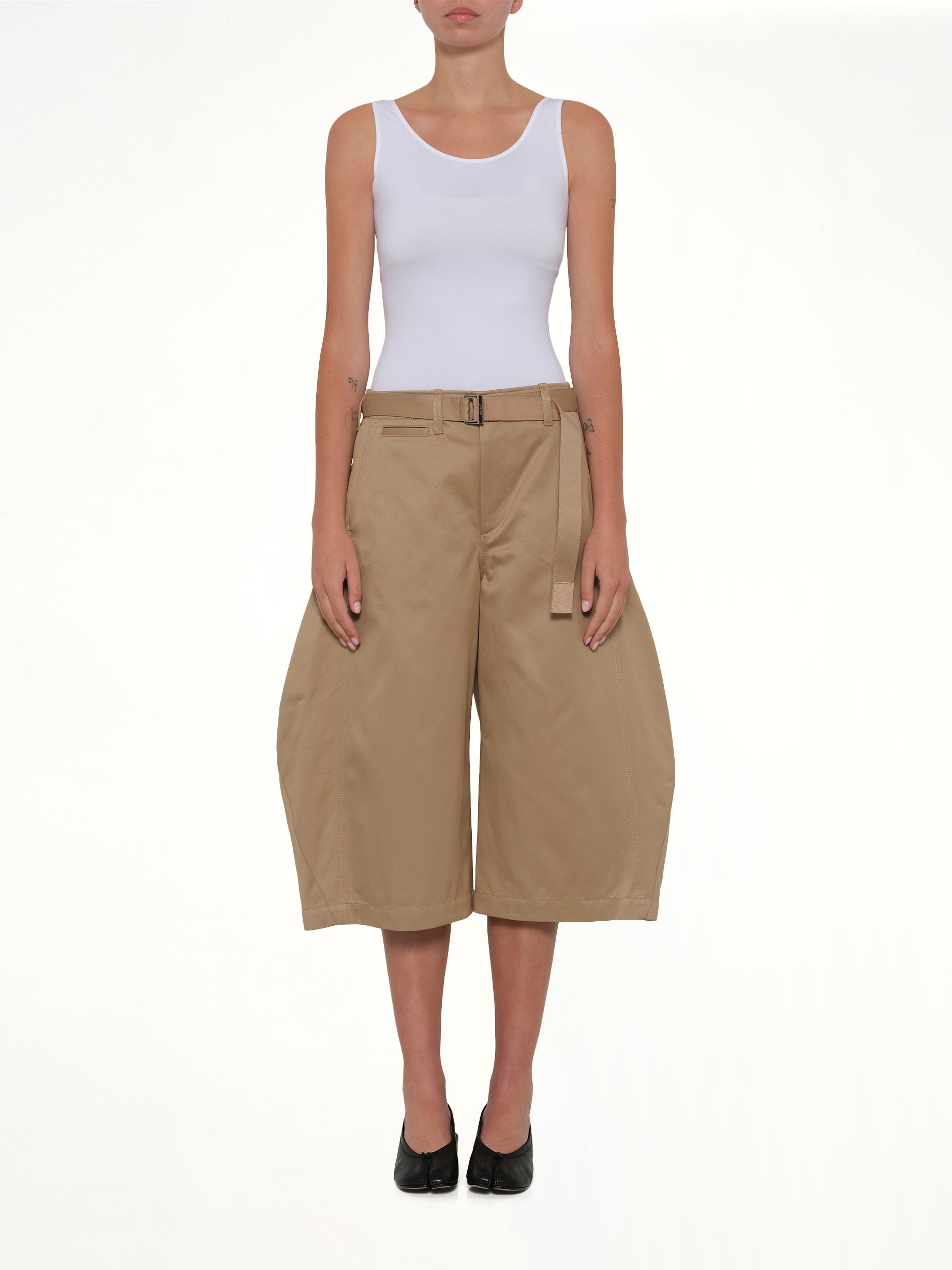 Cotton Chino Barrel Bermuda Shorts in Beige