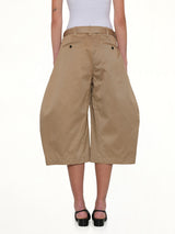 Cotton Chino Barrel Bermuda Shorts in Beige