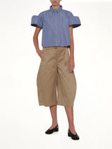Cotton Chino Barrel Bermuda Shorts in Beige