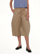 Cotton Chino Barrel Bermuda Shorts in Beige